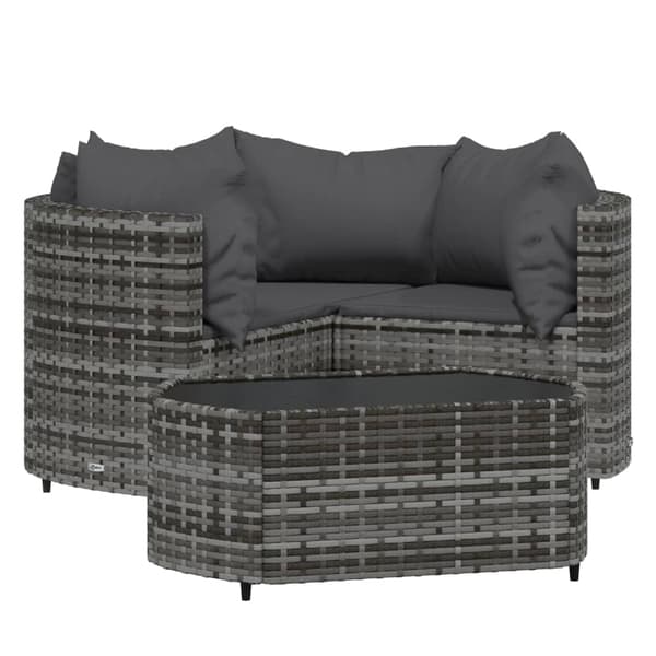 Loungegrupp med dynor 4 delar konstrotting grå