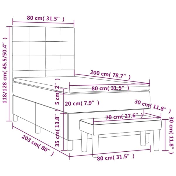 Ramsäng med madrass ljusgrå 80x200 cm tyg