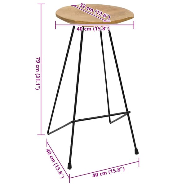 Barstolar 2 st massiv teak