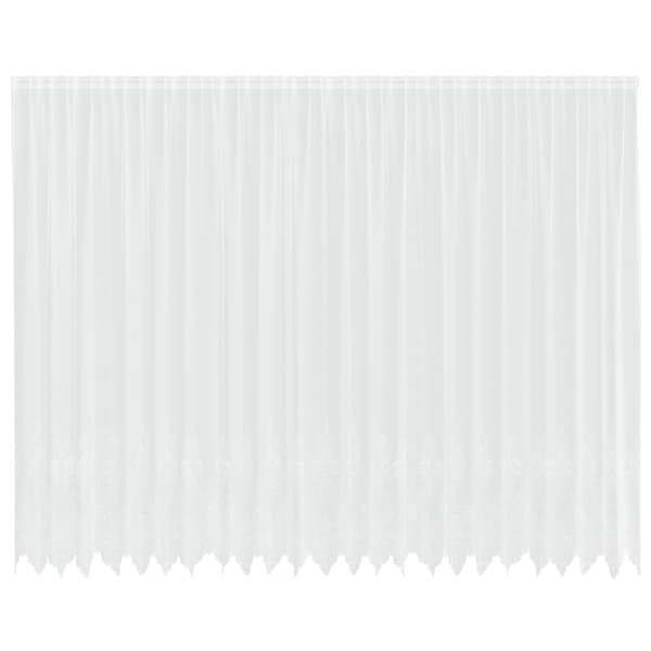 Spetsgardin med gardiner Blommor Vit 300 x 600 cm Polyester