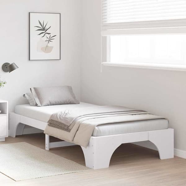 Sängram Vit 100 x 200 cm Massiv furu