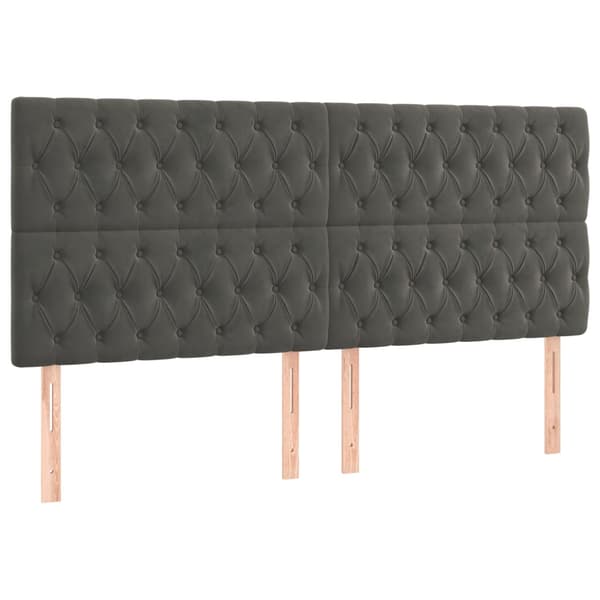 Ramsäng med madrass mörkgrå 180x200 cm sammet
