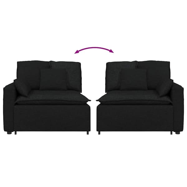 Modulär soffa armstödsändmodul med dynor svart 100 cm
