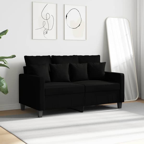 2-sitssoffa ljusgrå Svart 120 cm tyg