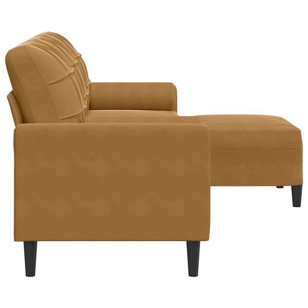 3-sitssoffa med fotpall brun 210 cm sammet
