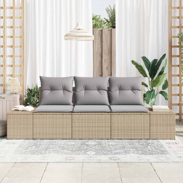 Soffset med kudde 3 pcs Beige konstrotting