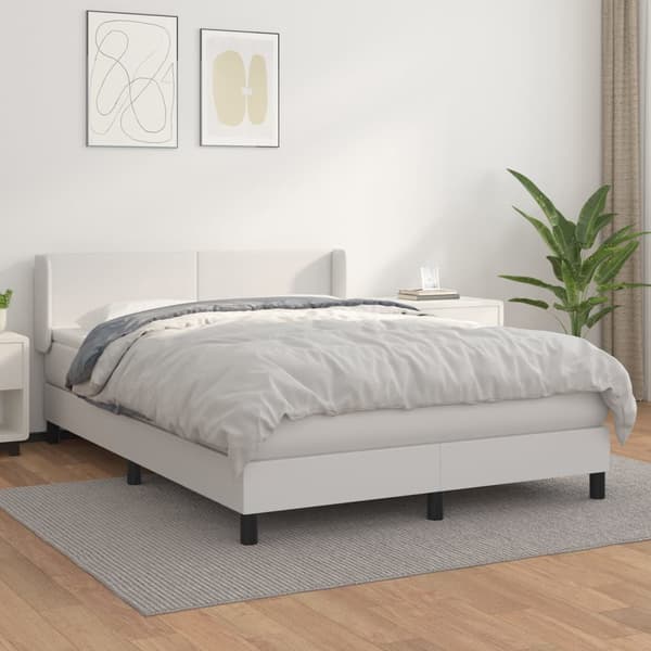 Ramsäng med madrass vit 140x200 cm konstläder