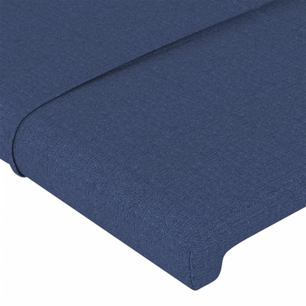 Sänggavel LED blå 163x16x118/128 cm tyg