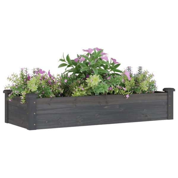 Odlingslåda med foder grå 120x45x25 cm massivt granträ