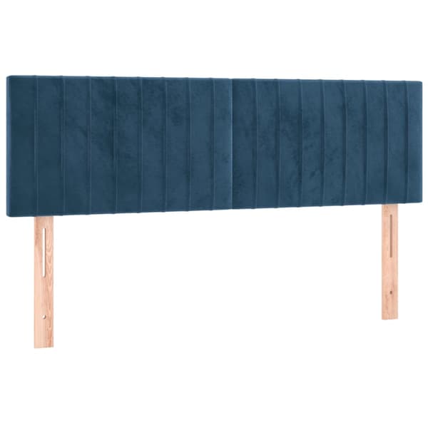 Ramsäng med madrass mörkblå 140x200 cm sammet