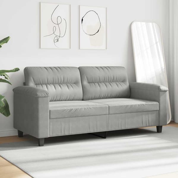 2-sitssoffa ljusgrå 140 cm mikrofibertyg