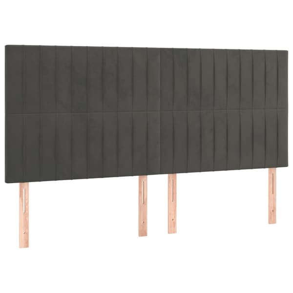 Sänggavel LED mörkgrå 180x5x118/128 cm sammet