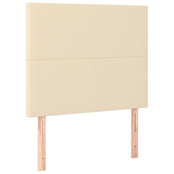 Sänggavel LED gräddvit 90x5x118/128 cm tyg