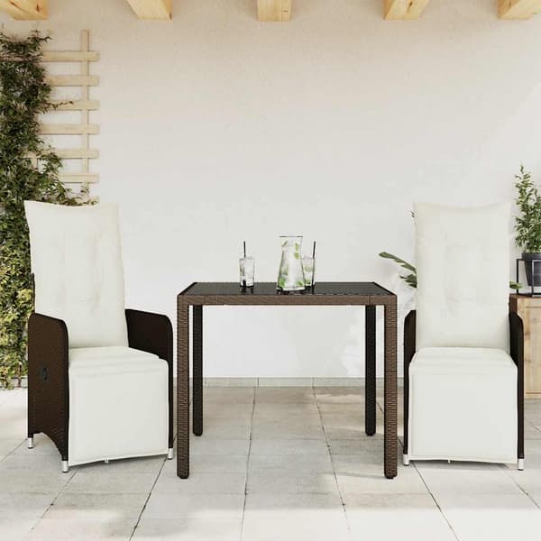 Caféset med dynor 3 delar brun konstrotting