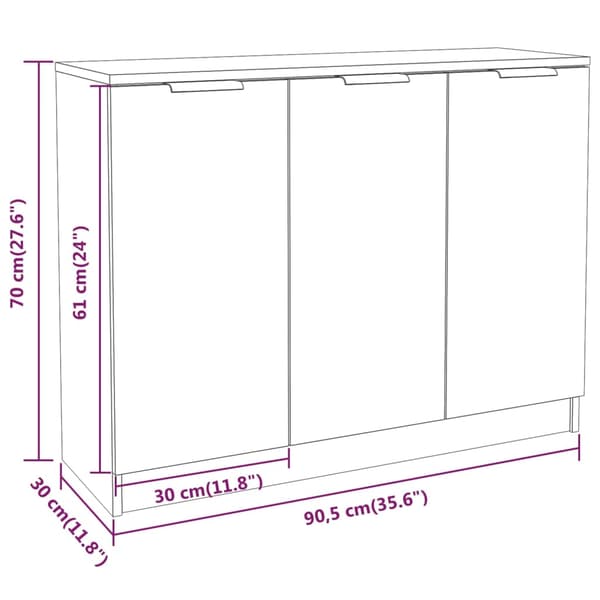 Skänk vit 90,5x30x70 cm konstruerat trä