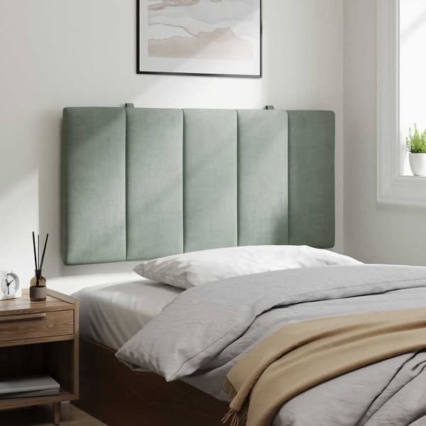 Headboard Cushion "Hanko" Light Grey 100 cm Velvet
