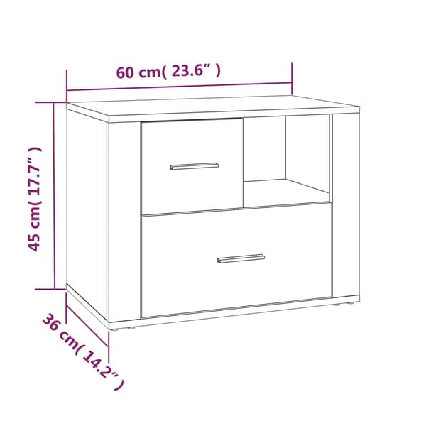 Sängbord vit 60x36x45 cm konstruerat trä