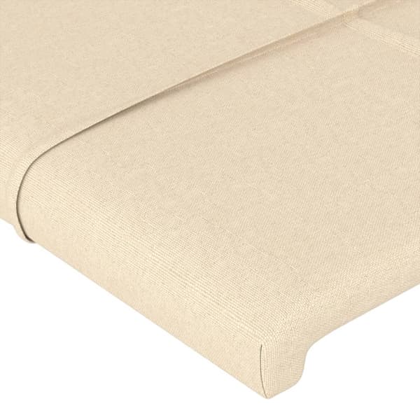 Sänggavel LED gräddvit 80x5x118/128 cm tyg