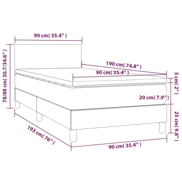 Ramsäng med madrass gräddvit 90x190 cm tyg