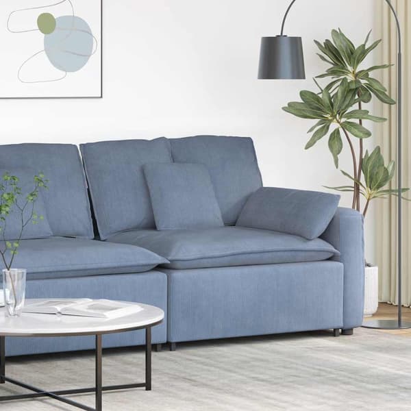 Modulär soffa armstödsändmodul med dynor blå 100 cm