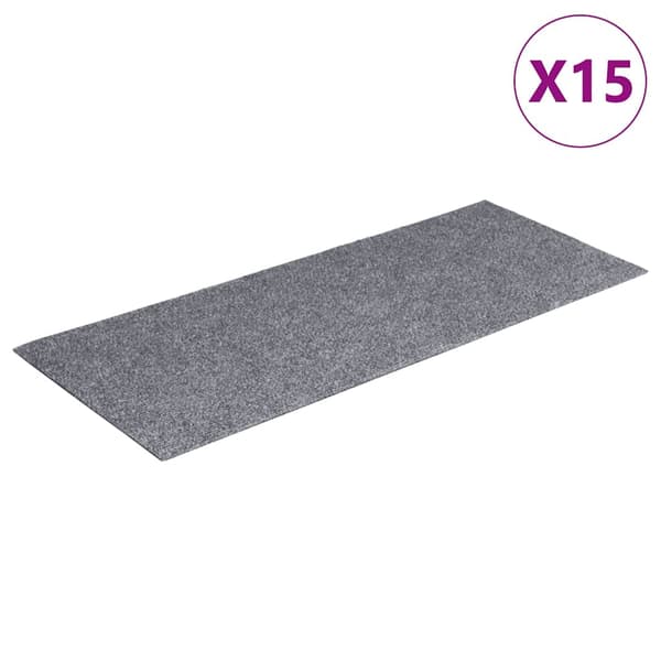 Trappmattor självhäftande 15 st 60x25 cm ljusgrå rektangulära