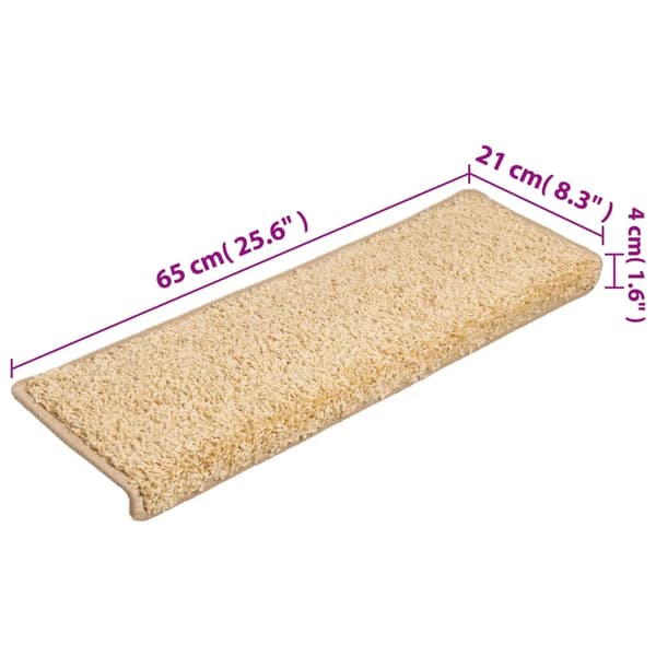 Trappmattor 15 st 65x21x4 cm krämfärgade rektangulära kanter