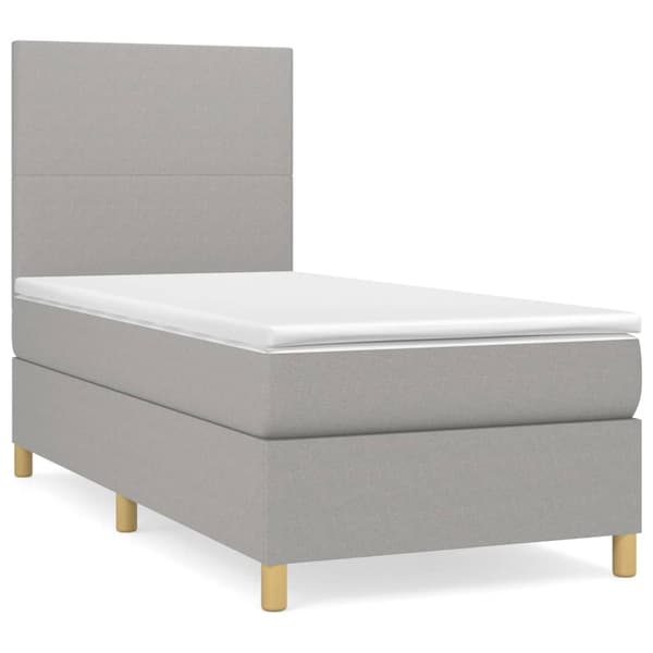 Ramsäng med madrass ljusgrå 100x200 cm tyg
