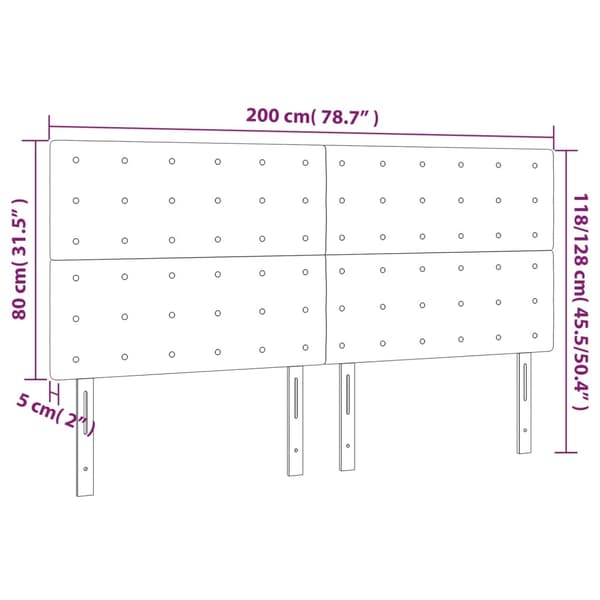 Sänggavel ljusgrå 200x5x118/128 cm sammet