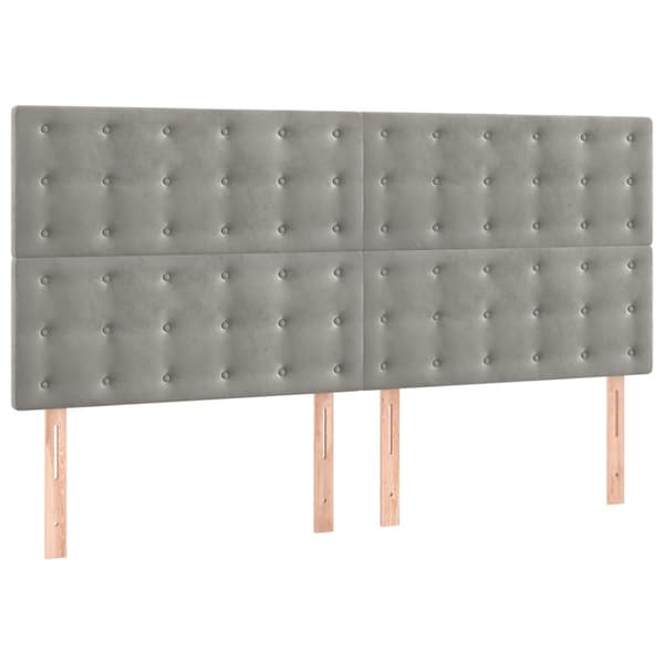 Sänggavel ljusgrå 180x5x118/128 cm sammet