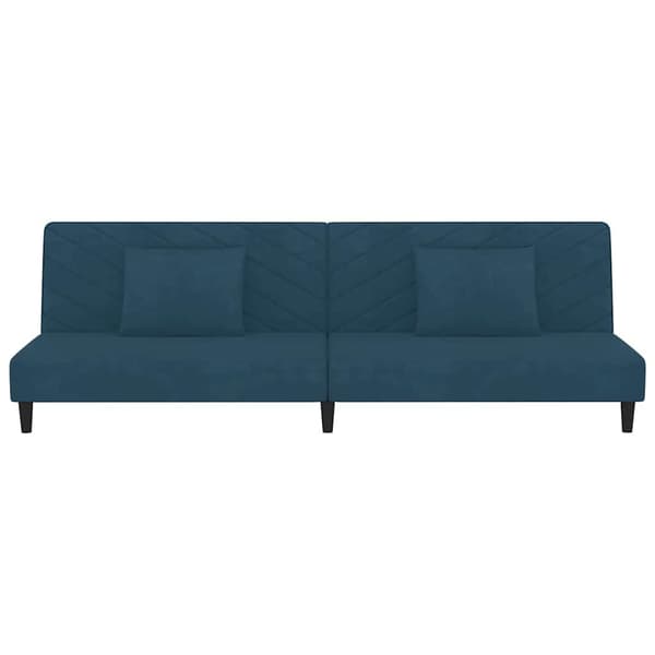 Bäddsoffa 2-sits med två kuddar blå sammet