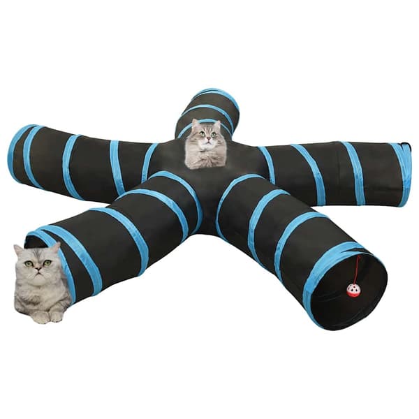 5-vägs kattunnel svart och blå 25 cm polyester