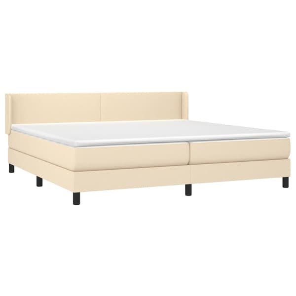 Ramsäng med madrass gräddvit 200x200 cm tyg