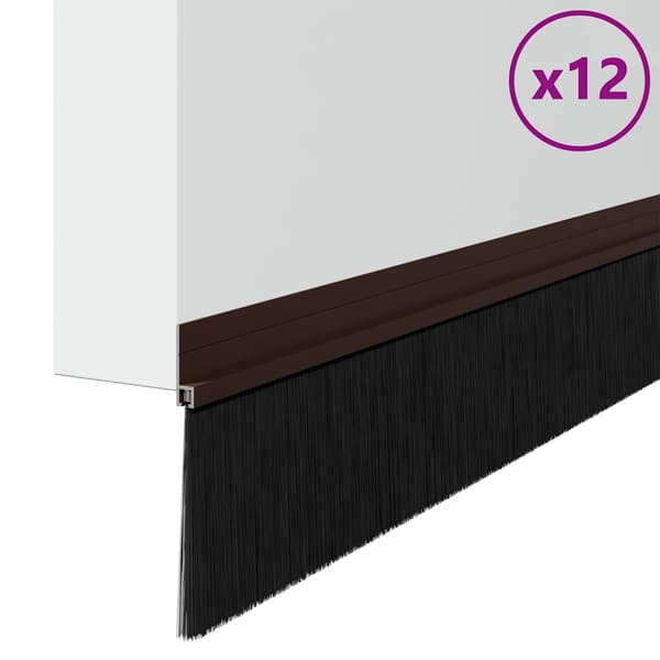Självhäftande dörrborstlist 12 pcs Brun 100 cm