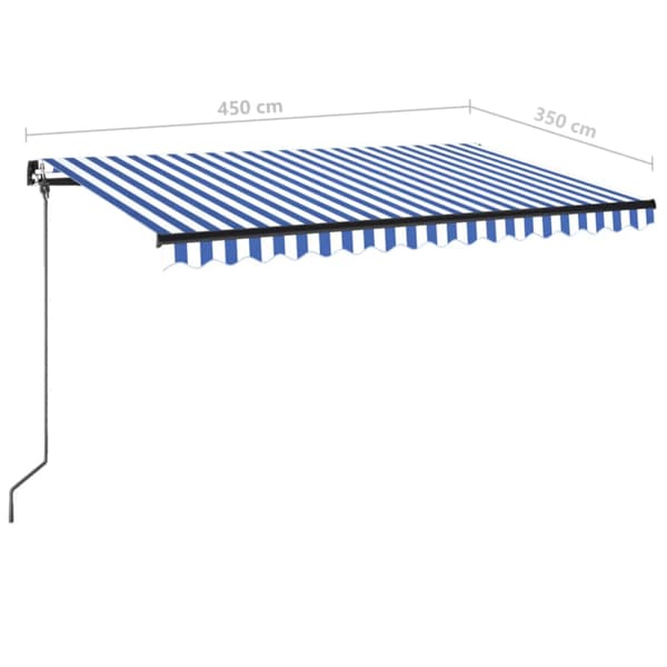 Markis manuellt infällbar 450x350 cm blå och vit