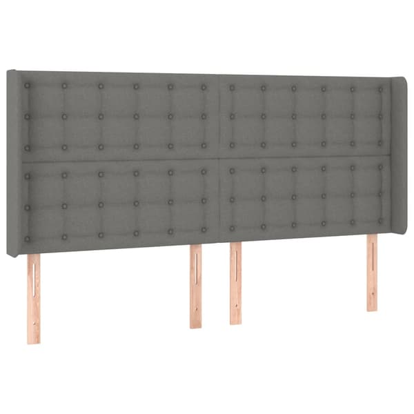 Ramsäng med madrass & LED mörkgrå 200x200 cm tyg