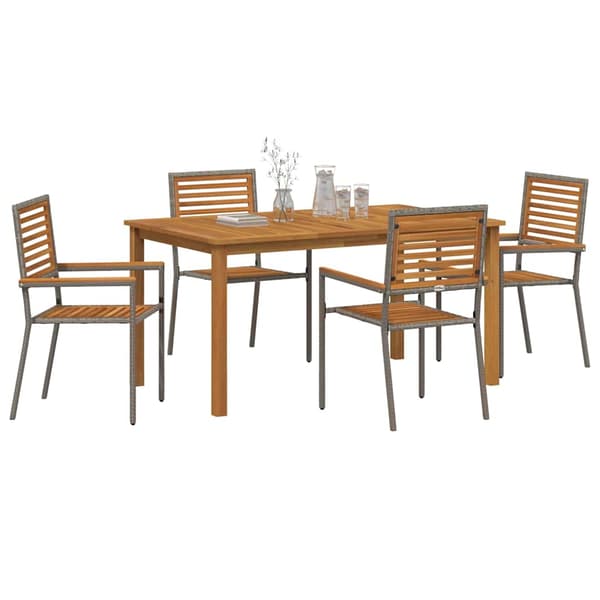 Trädgårdsmöbelset 5 pcs Grå Massivt Akaciaträ