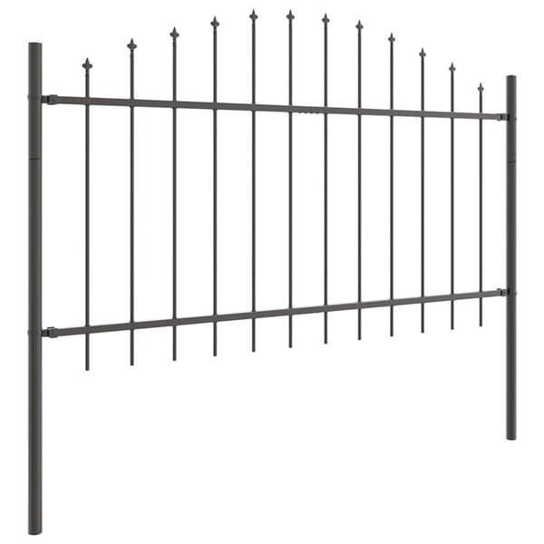 Trädgårdsstängsel 7 pcs Grå 170 x 140 cm Pulverlackerat stål