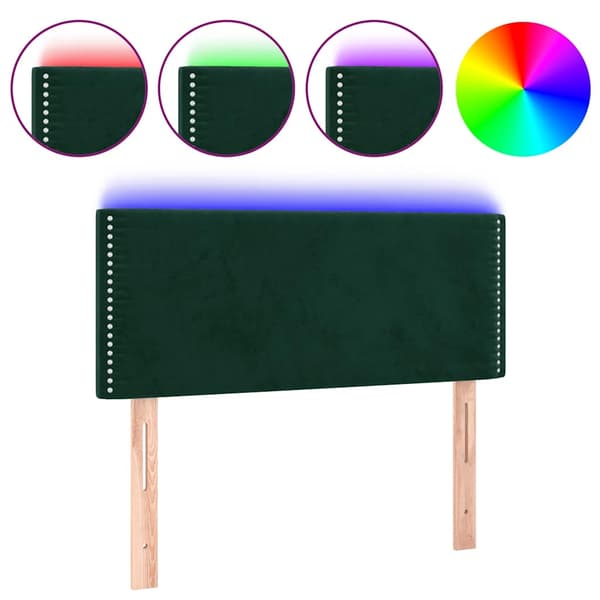Sänggavel LED grön 100x5x78/88 cm sammet