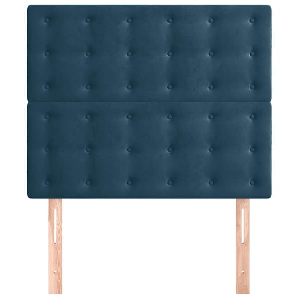 Sänggavel mörkblå 100x5x118/128 cm sammet