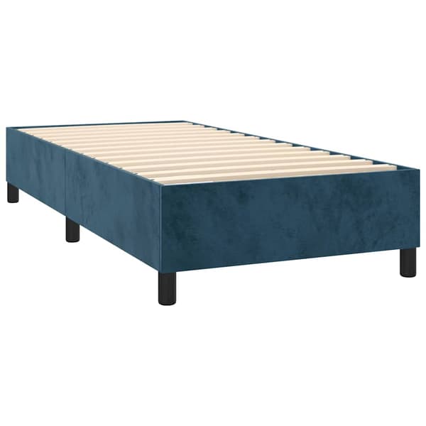 Ramsäng med madrass mörkblå 100x200 cm sammet
