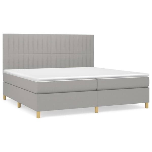 Ramsäng med madrass ljusgrå 200x200 cm tyg