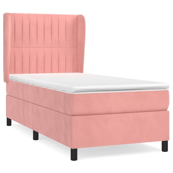 Ramsäng med madrass rosa 80x200 cm sammet