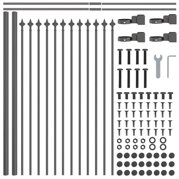 Trädgårdsstängsel 7 pcs Grå 11,9 x 0,6 m Pulverlackerad stål