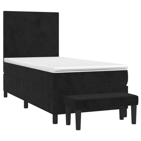 Ramsäng med madrass svart 90x190 cm sammet
