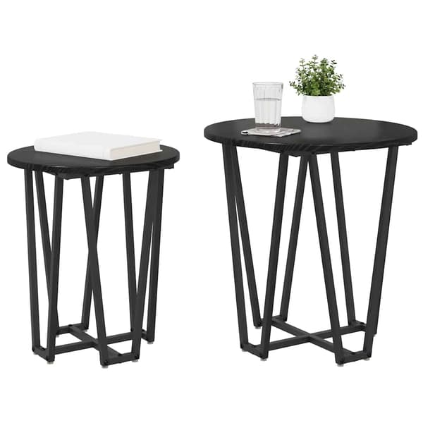 Sidobordsset 2 pcs Svart Ek