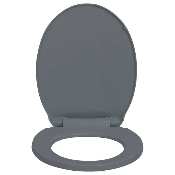 Toalettsits mjuk stängning snabbfäste grå oval