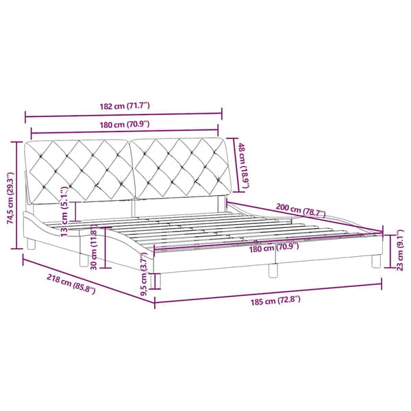 Bed Frame without Mattress Light Grey 180x200 cm Velvet