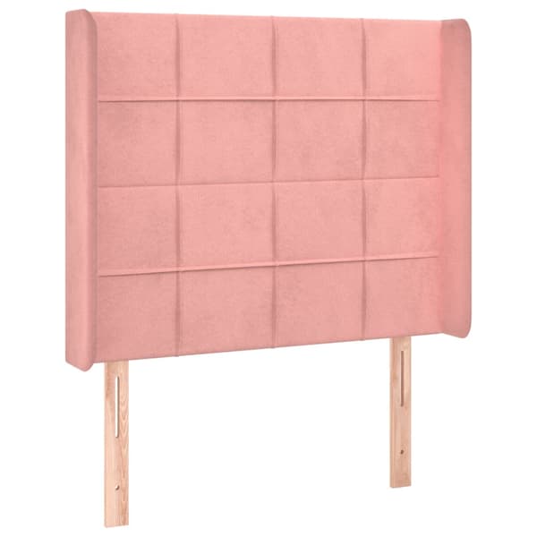 Sänggavel LED rosa 103x16x118/128 cm sammet