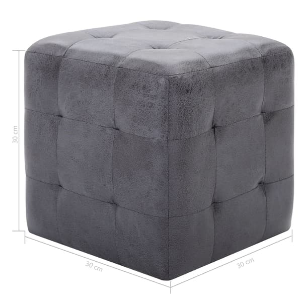 Sängbord 2 st grå 30x30x30 cm konstmocka
