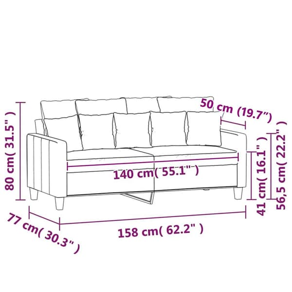 Soffa 2-sits mörkgrå 140 cm sammet